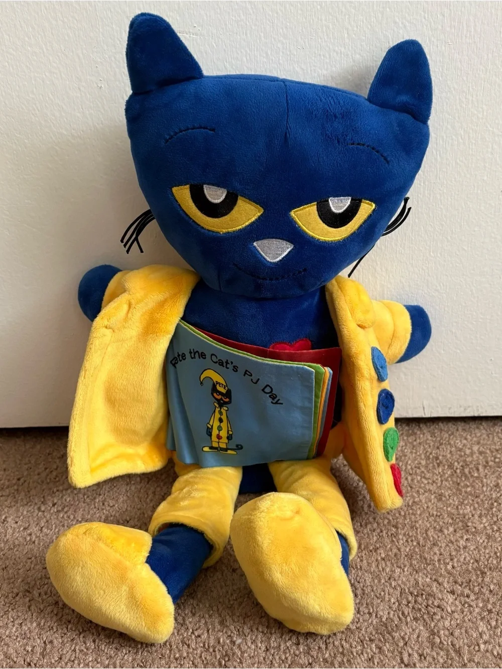 Zoobies Pete the Cat w/ Book Blue & Yellow Cat Plush Stuffed Animal  2016
